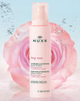 Nuxe Very Rose Make-up Remover Milk - product shown in front of rose with water splashing