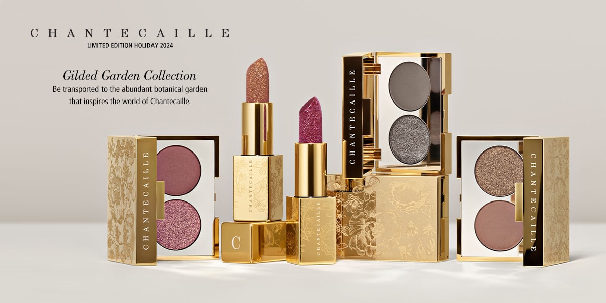 Chantecaille Limited Edition Holiday 2024 - Gilded Garden Collection. Be transported to the abundant botanical garden that inspires the world of Chantecaille.